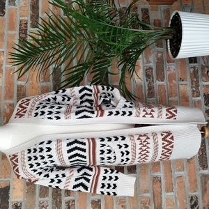 Pink Rose Longline Cardigan Knit Acrylic Geometric Western Sweater Small S B6